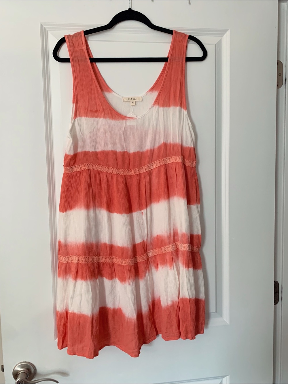 ILLA ILLA Coral and White Sleeveless Mini Dress
